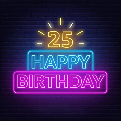 25th Happy Birthday Neon Sign - Custom Ribbons Now