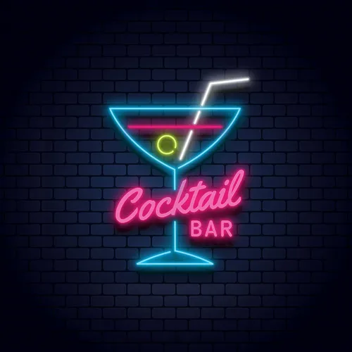 Cocktail Bar Glass & Zip Neon Sign - Custom Ribbons Now
