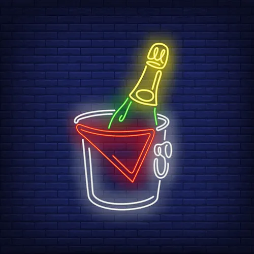 Wine in Ice Bucket Neon Sign - Custom Ribbons Now