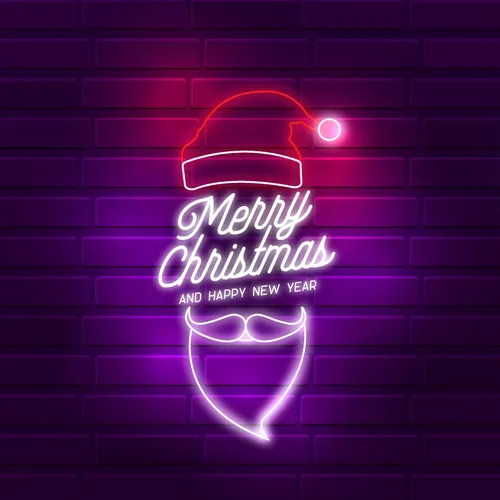 Santa Greeting Merry Christmas and New Year Neon Sign - Custom Ribbons Now