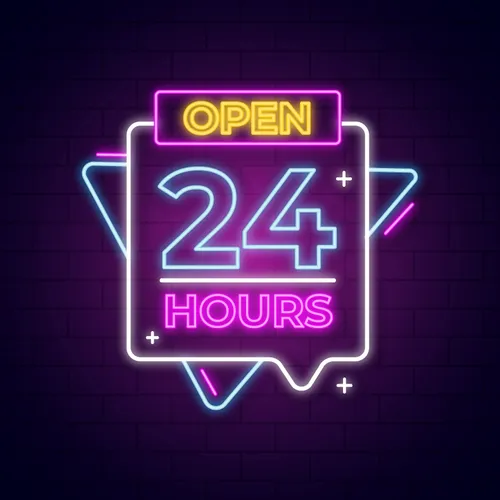Open 24 Hours with Abstract Shapes Neon Sign - Custom Ribbons Now