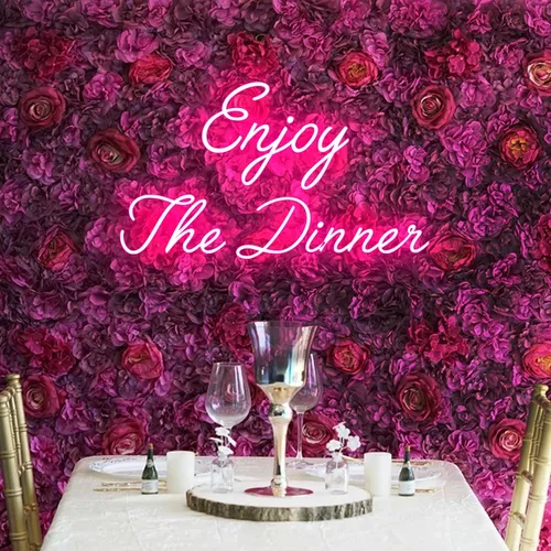 Enjoy The Dinner Neon Sign - Custom Ribbons Now