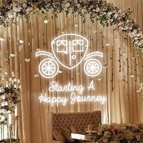 Starting A Happy Journey Neon Sign - Custom Ribbons Now