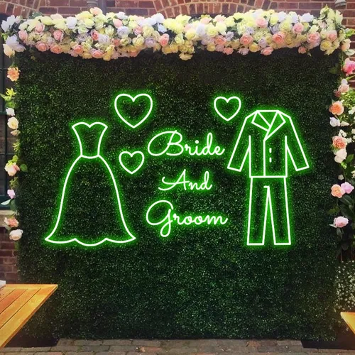 Bride and Groom Neon Sign - Custom Ribbons Now