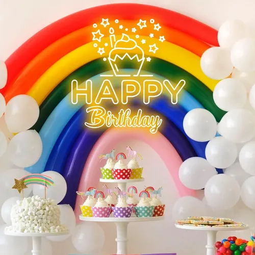 Happy Birthday Cupcake Neon Sign - Custom Ribbons Now