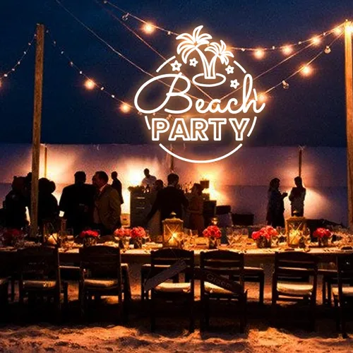 Beach Party Neon Sign - Custom Ribbons Now