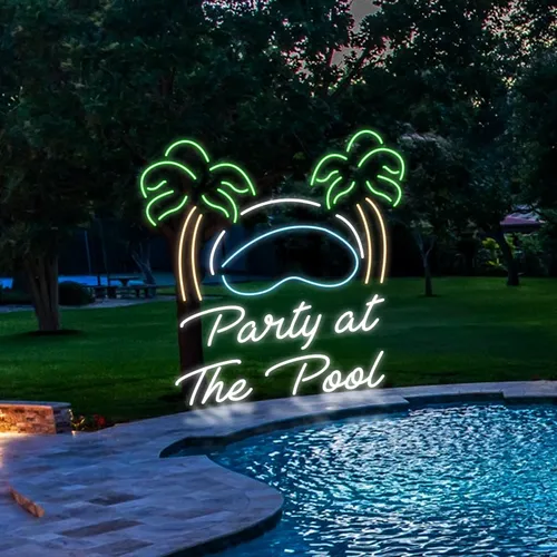 Party At The Pool Neon Sign - Custom Ribbons Now