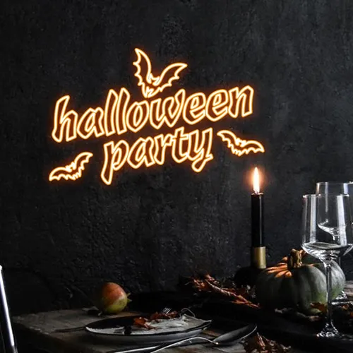 Halloween Night Typography Neon Sign - Custom Ribbons Now