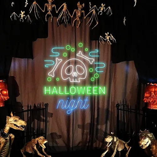 Halloween Night Neon Signs - Custom Ribbons Now
