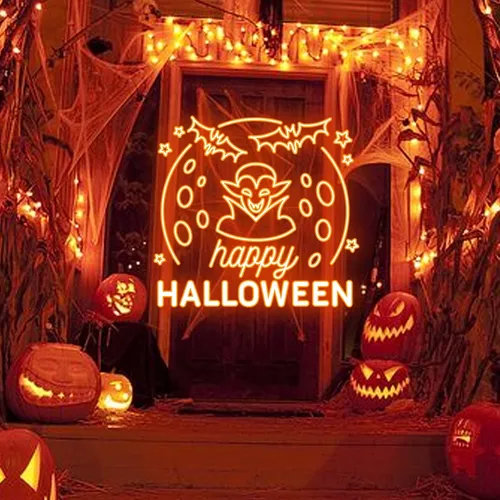 Happy Halloween Dracula Neon Sign - Custom Ribbons Now