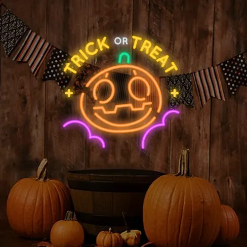 Trick or Treat Neon Sign - Custom Ribbons Now