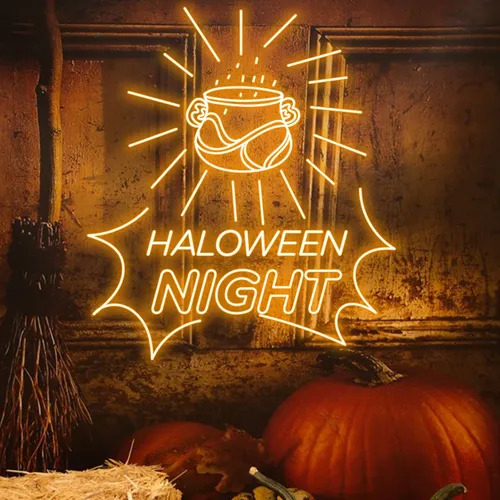Halloween Night Neon Sign - Custom Ribbons Now