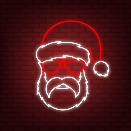 Hipster Santa Neon Sign - Custom Ribbons Now