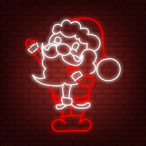 Red White Santa Neon Sign - Custom Ribbons Now