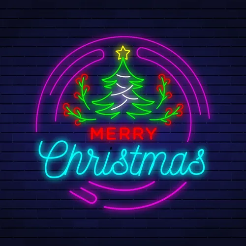 Merry Christmas Flower Tree Neon Sign - Custom Ribbons Now