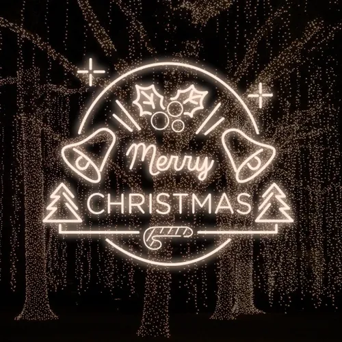 Merry Christmas Bell and Tree Neon Sign - Custom Ribbons Now