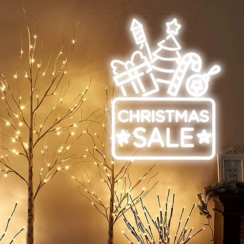 Christmas Sale Neon Sign - Custom Ribbons Now