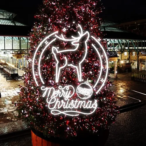 Merry Christmas Deer Head-Up Neon Sign - Custom Ribbons Now