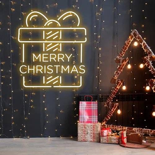 Merry Christmas Gift Neon Sign - Custom Ribbons Now