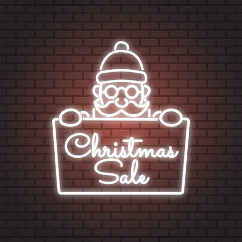 Christmas Sale Santa Neon Sign - Custom Ribbons Now