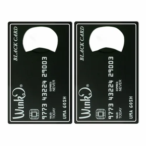 Black Card Shaped Bottle Opener - Custom Ribbons Now