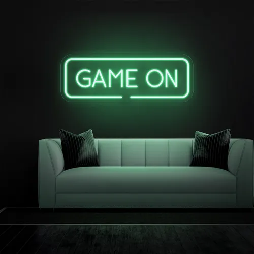 GAME ON Greeny Neon Sign - Custom Ribbons Now