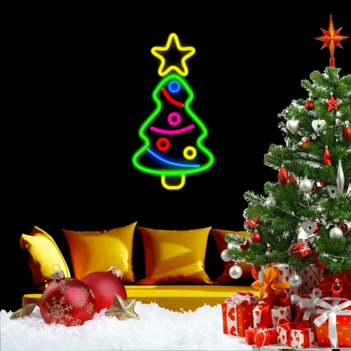 Cute Christmas Tree Neon Sign - Custom Ribbons Now