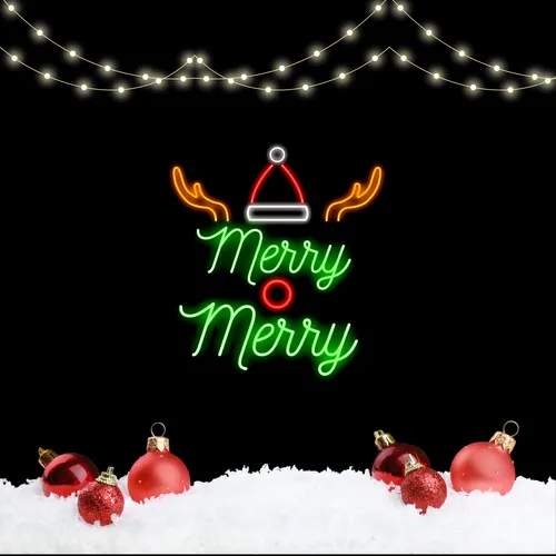Merry Merry Deer Neon Sign - Custom Ribbons Now