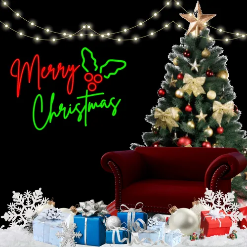 Sparkly Yuletide Neon Sign - Custom Ribbons Now