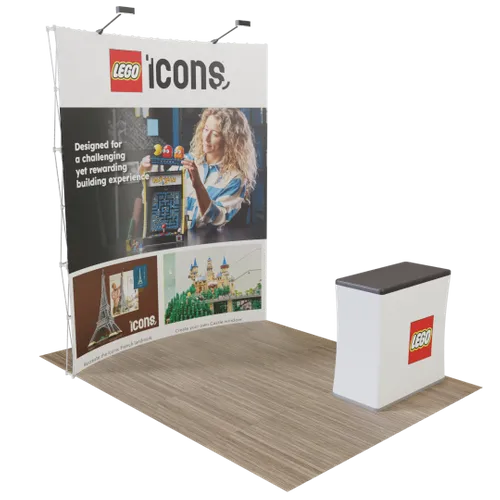 Custom Curved Pop Up Trade Show Display Stand 8' x 8' - Custom Ribbons Now
