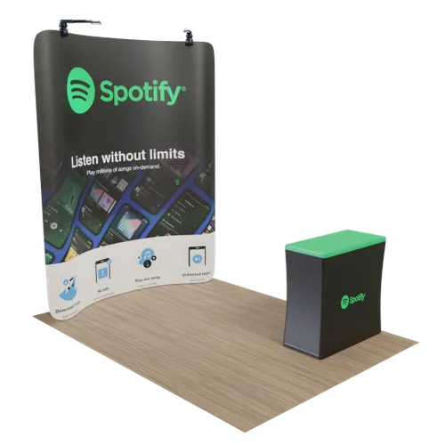 Custom Curved Zip Up Trade Show Display Backdrop Booth Stand 8' x 8' - Custom Ribbons Now