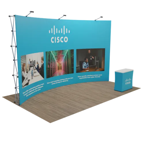 Custom Curved Pop Up Display Stand 20' x 10' (ft) - Custom Ribbons Now