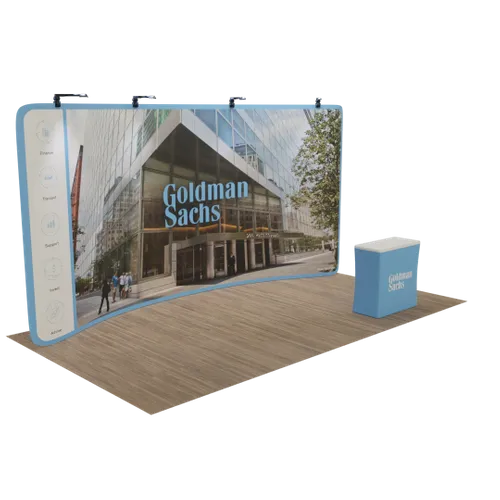 Custom Curved Zip Up Trade Show Display 20' x 8' - Custom Ribbons Now