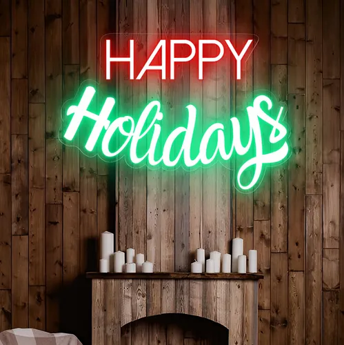 Happy Holidays Neon Sign - Custom Ribbons Now