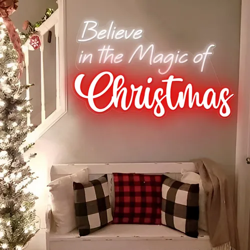 Believe in the Magic of Christmas Neon Sign - Custom Ribbons Now