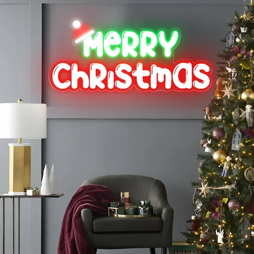 Merry Christmas Neon Sign - Custom Ribbons Now