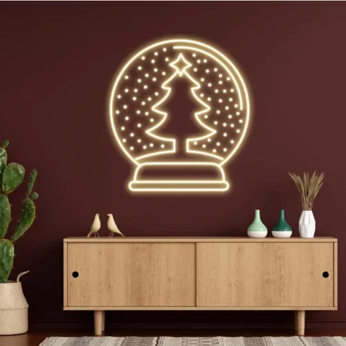 Warmie Merry Christmas Snowglobe Neon Sign - Custom Ribbons Now