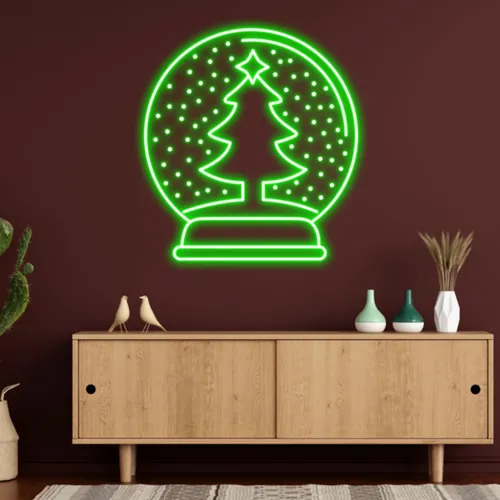 Merry Christmas Snowglobe Neon Sign - Custom Ribbons Now