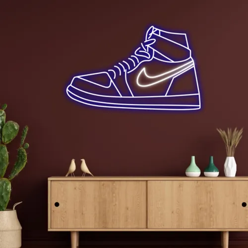 Sneaker Blue White Neon Sign - Custom Ribbons Now