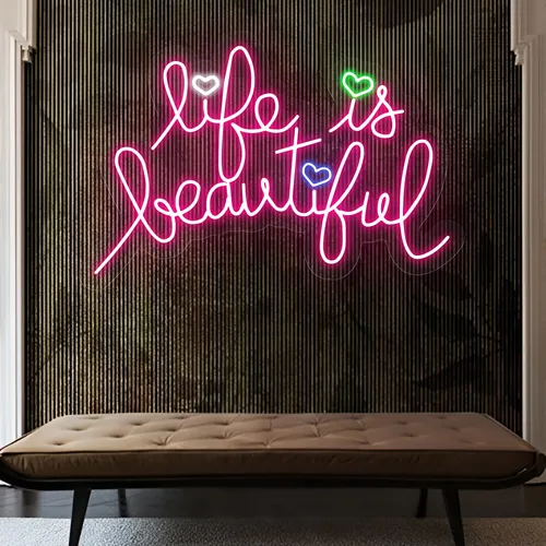 Life Is Beautiful Neon Sign - Custom Ribbons Now
