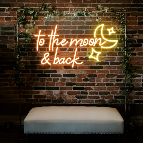 To the Moon and Back Neon Sign - Custom Ribbons Now
