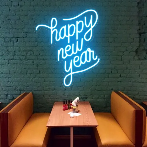 Happy New Year Neon Sign - Custom Ribbons Now