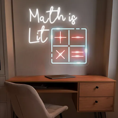 Math Is Lit Neon Sign - Custom Ribbons Now