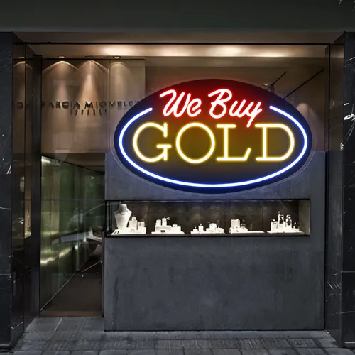 We Buy Gold Neon Sign - Custom Ribbons Now
