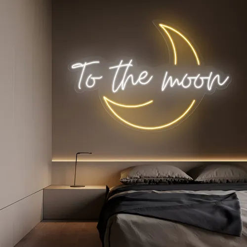 To The Moon Neon Sign - Custom Ribbons Now