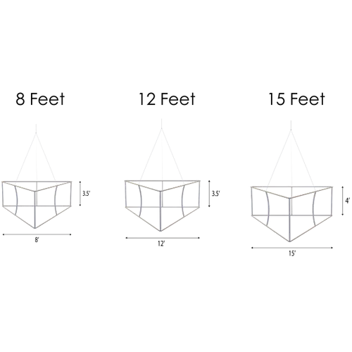 Three truss structures for mounting display items are presented against a dark background, suggesting configurations for a trade show or event booth setup.