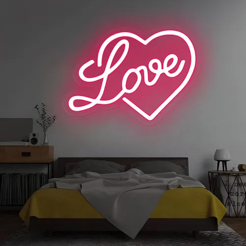 Heart Love Neon Sign - Custom Ribbons Now