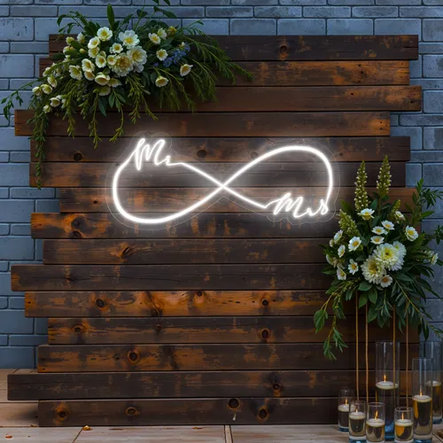 Mr and Mrs Infinity Wedding Neon Sign - Custom Ribbons Now
