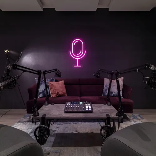 Stream Microphone Neon Sign - Custom Ribbons Now