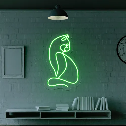Scribble Cat Neon Sign - Custom Ribbons Now